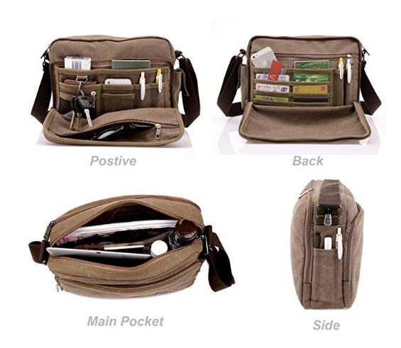 multifunctional canvas messenger bag